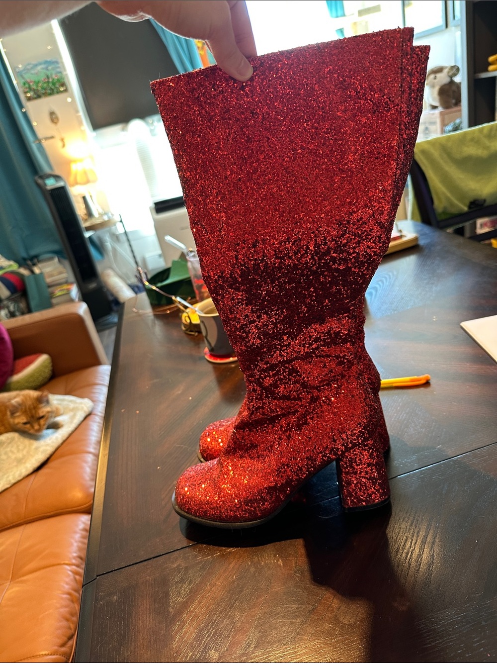 Ellie Red Glitter Over-the-Knee Block Heel Boots